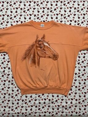 Vintage 90s LAPS Equestrian Horse Graphic Sweatshirt Size M